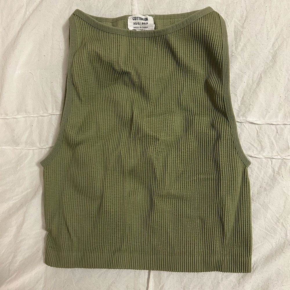 Cotton On Sage Ribbed Tank Top